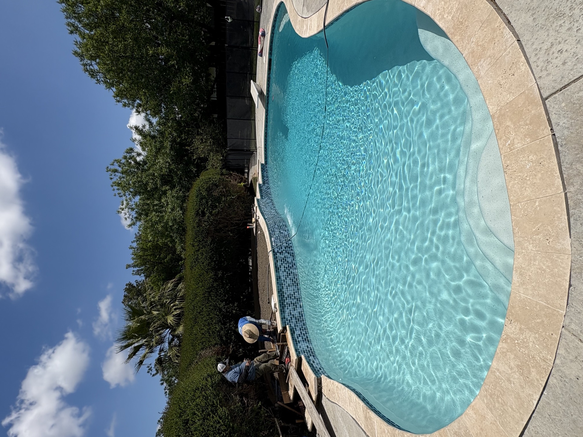 Freeform pool construction in progress - project near San Jose, CA
